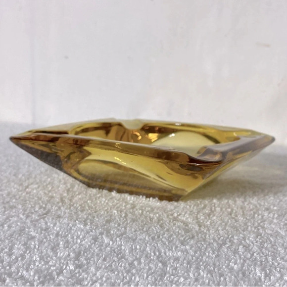 Vintage Amber Glass 3 Square Nesting Ashtrays Trinket Dishes - Picture 11 of 15